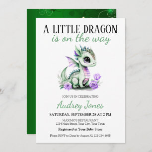 A Little Dragon Is On The Way Baby Shower Invitation
