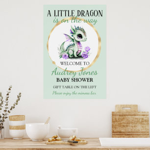 A Little Dragon Is On The Way Baby Shower Poster