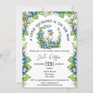 A little Duckling is on the Way Baby Boy Shower Invitation