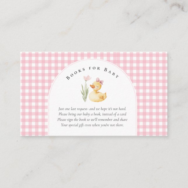 A Little Duckling is on the Way Bow Baby Shower  Enclosure Card (Front)
