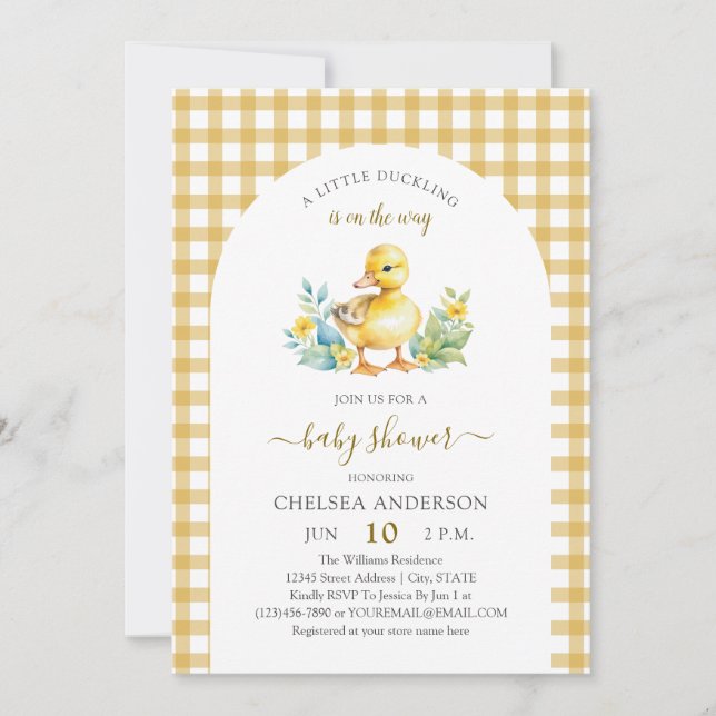 A Little Duckling is On The Way Duck Baby Shower Invitation (Front)