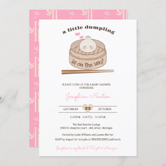 A Little Dumpling Baby Bao Girl Baby Shower  Invitation