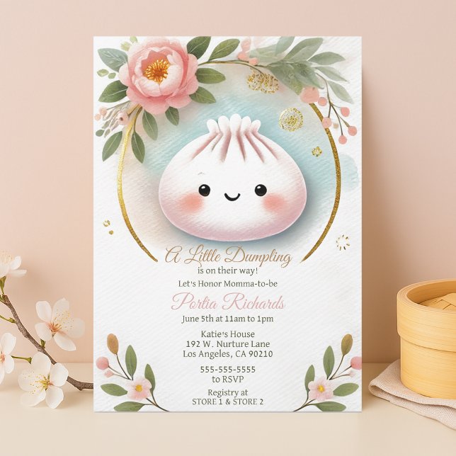 A Little Dumpling Baby Shower with Florals Invitation (Creator Uploaded)
