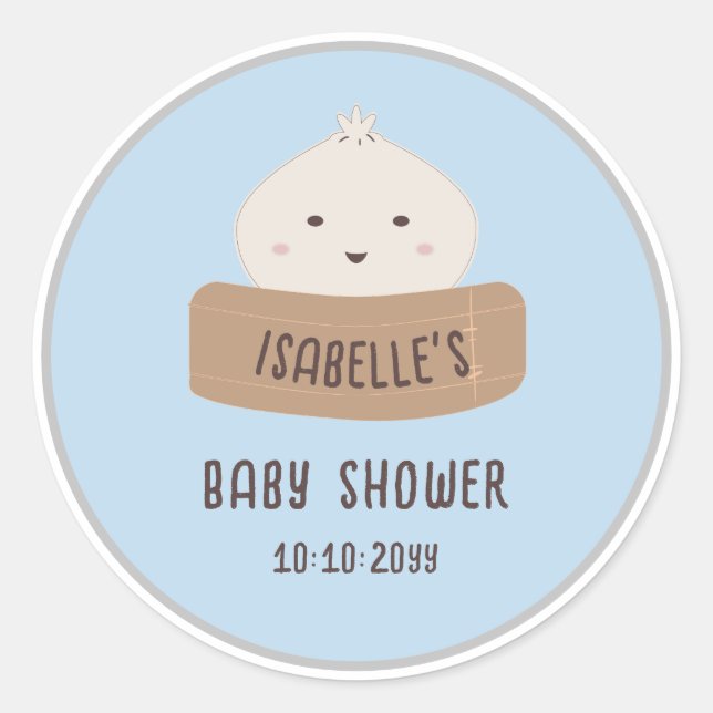 A little Dumpling Is On The Way Baby Shower Classic Round Sticker (Front)