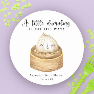 A little dumpling is on the way baby shower classic round sticker