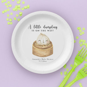 A little dumpling is on the way baby shower paper plate