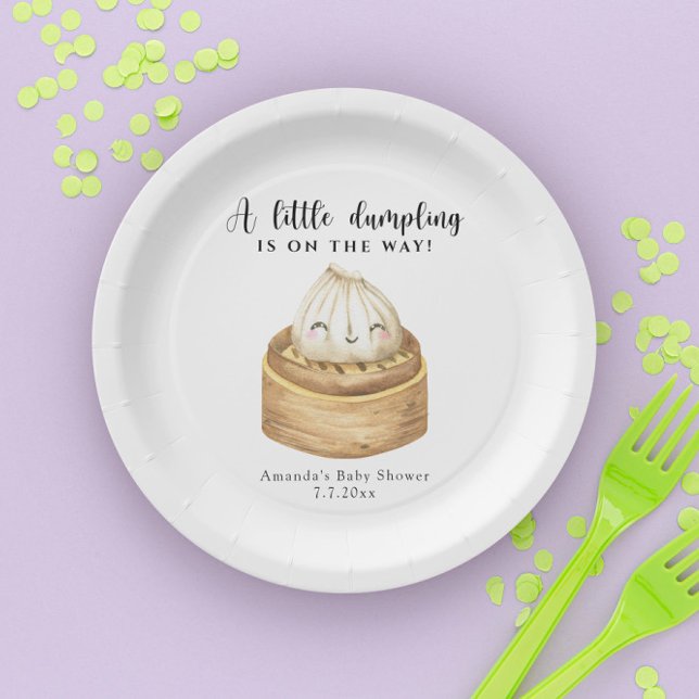 A little dumpling is on the way baby shower paper plate (Creator Uploaded)