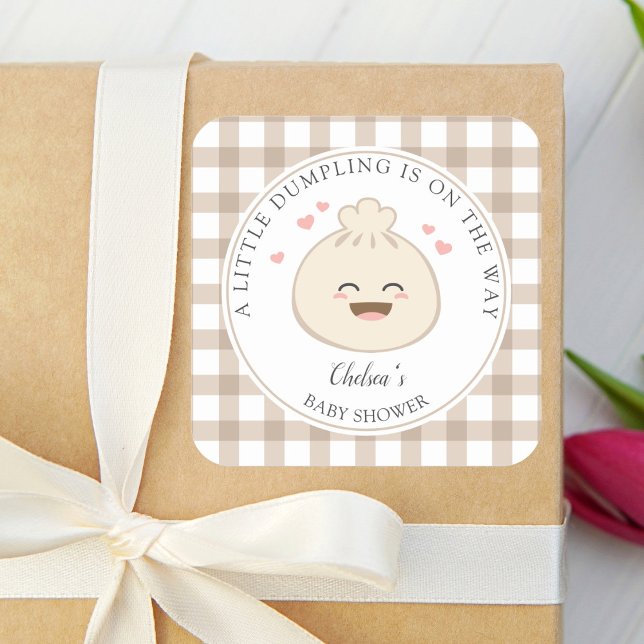 A Little Dumpling is On The Way Baby Shower Square Sticker (Creator Uploaded)