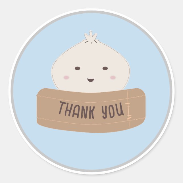A little Dumpling Is On The Way Thank You  Classic Round Sticker (Front)