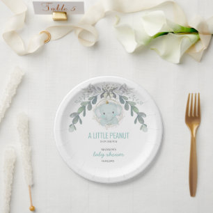 A Little Elephant Boy Baby Shower  Paper Plate