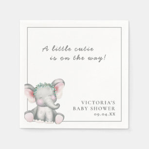 A Little Elephant Simple Script Baby Shower Napkin