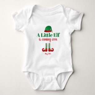 A Little Elf Is Coming Soon Christmas Personalise Baby Bodysuit