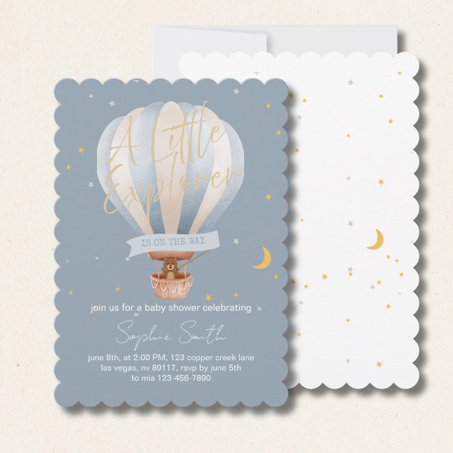 A Little Explorer Is On The Way Hot Air Balloon Invitation (Creator Uploaded)