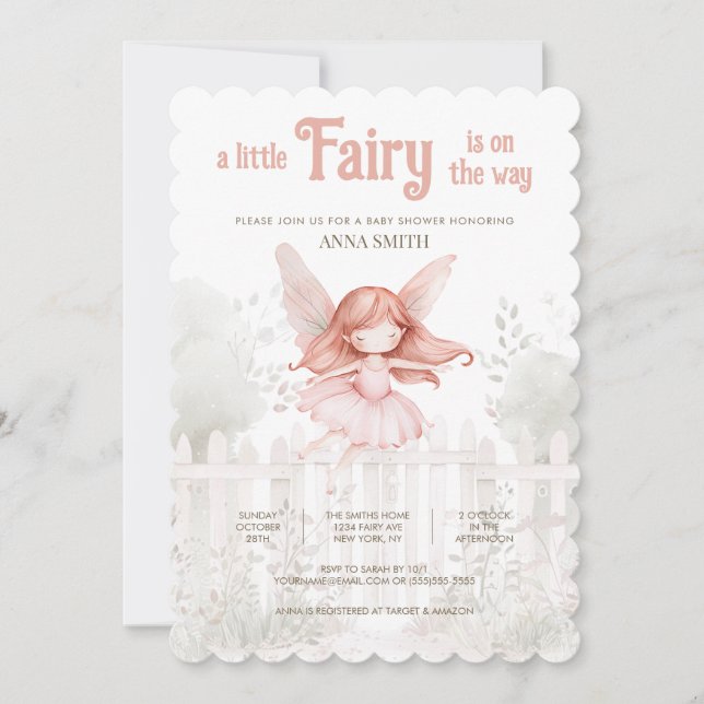 "A Little Fairy is on the Way" Baby Shower Invitation (Front)