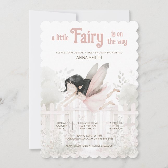 "A Little Fairy is on the Way" Baby Shower Invitation (Front)