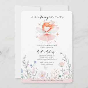 A Little Fairy is on the Way Blush Pink  Invitation