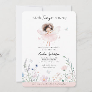 A Little Fairy is on the Way Wildflower  Invitatio Invitation