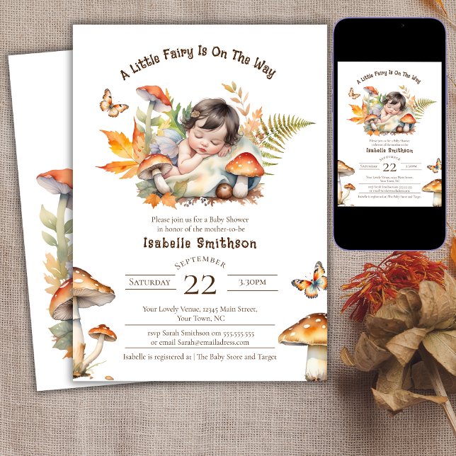 A Little Fairy Is On The Way Woodland Baby Shower  Invitation (Creator Uploaded)