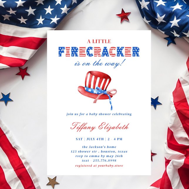 A Little Firecracker 4th of July Baby Shower  Invitation (Creator Uploaded)