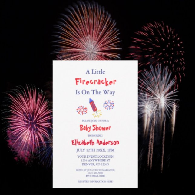 A Little Firecracker Is On The Way Baby Shower Invitation (Creator Uploaded)