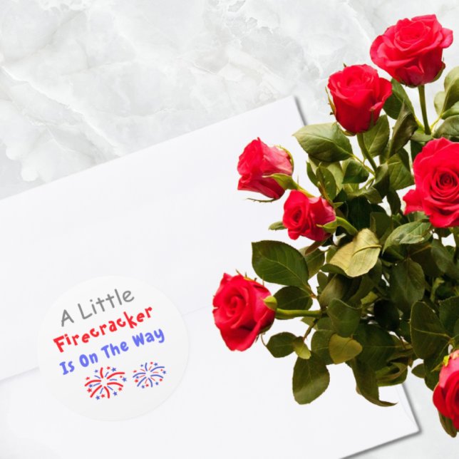 A Little Firecracker Is On The Way Classic Round Sticker (Creator Uploaded)