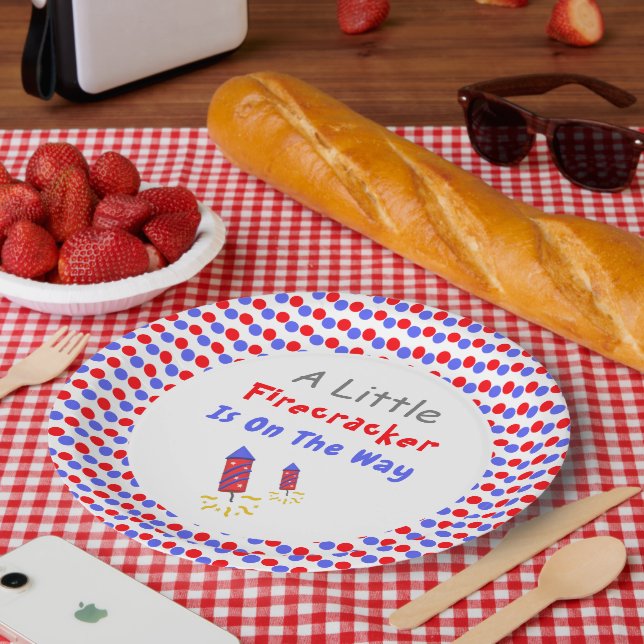 A Little Firecracker Is On The Way Paper Plate (Picnic)