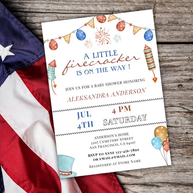 A Little Firecracker ON THE WAY Baby Shower  Invitation (Creator Uploaded)