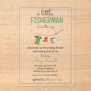 A Little Fisherman Acrylic Baby Shower Invitation