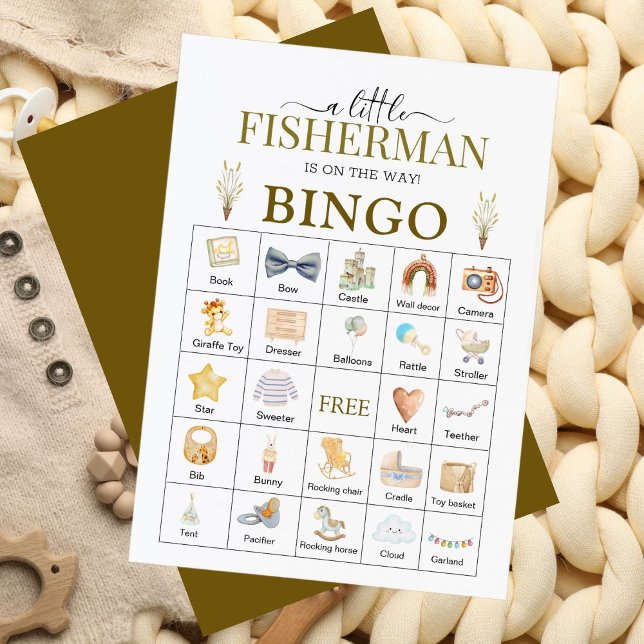 A Little Fisherman Baby Shower Bingo Card  (Creator Uploaded)