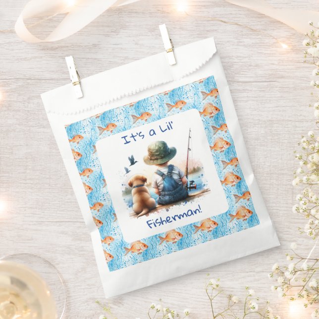 A Little Fisherman | Cute Boy's Baby Shower Favour Bag (Clipped)