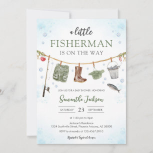 A Little Fisherman Fishing Baby Shower Invitation