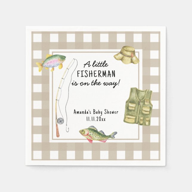 A little fisherman is on the way Baby Shower  Napkin (Front)