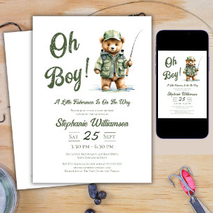 A little Fisherman Is On The Way Bear Baby Shower Invitation