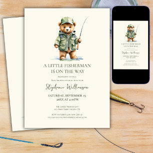 A little Fisherman Is On The Way Bear Baby Shower Invitation