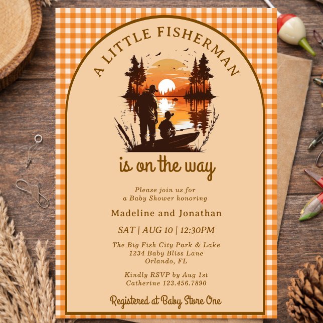 A Little Fisherman Is on the Way Boy Baby Shower Invitation (Creator Uploaded)