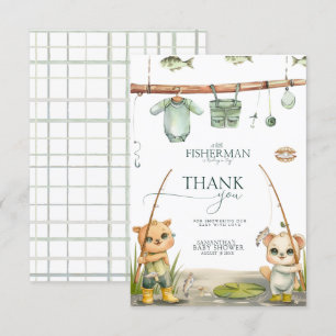 A Little Fisherman Is Reeling In joy Baby Shower Thank You Card