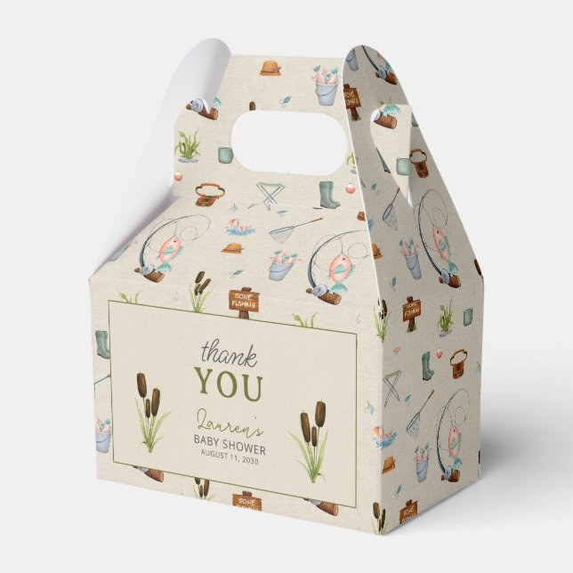 A Little Fisherman Thank You Script Baby Shower Favour Box (Front Side)