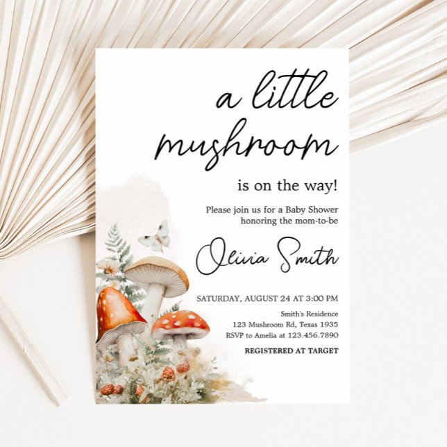 A Little Fungi Enchanted Mushroom Baby Shower Invitation (Little Mushroom Baby Shower Invitation)