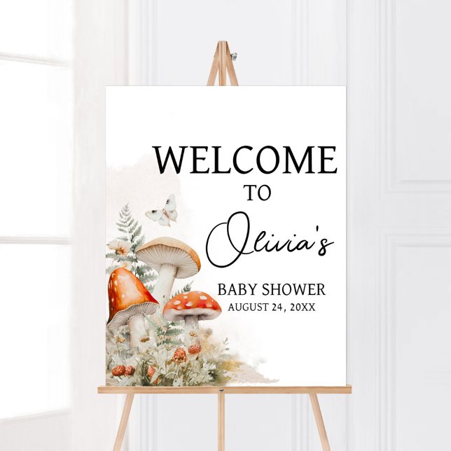 A Little Fungi Enchanted Mushroom Welcome Poster (Little Mushroom Baby Shower Welcome Sign)