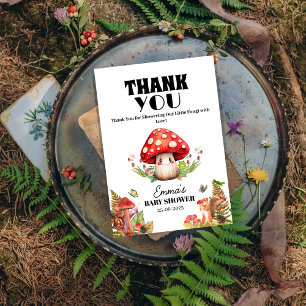 a Little Fungi Mushroom Butterfly Moth Baby Shower Thank You Card