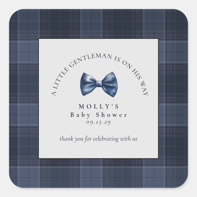 A Little Gentleman is on his way Baby Shower  Square Sticker (Front)