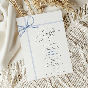 A little Gift' Bow Ribbon Boy Baby Shower Invitation