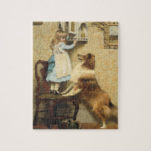 A Little Girl and Her Sheltie by Burton Barber Jigsaw Puzzle
