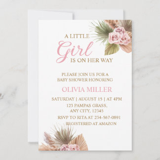 A Little Girl Is On Her Way Boho Baby Shower Invitation