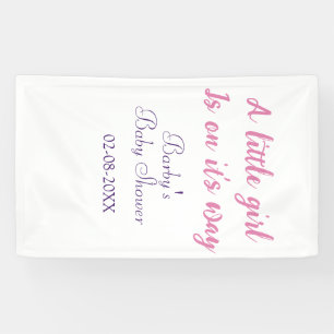 A little girl is on its way baby shower pink name banner