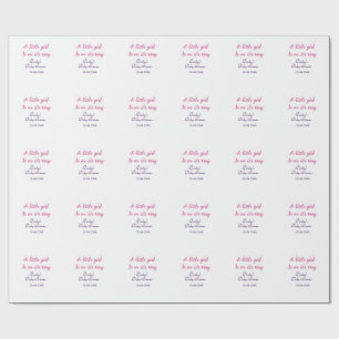 A little girl is on its way baby shower pink name wrapping paper
