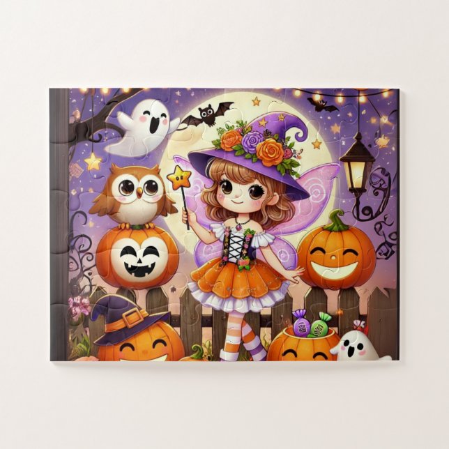 A little girl wearing a fairy costume on Halloween Jigsaw Puzzle (Horizontal)