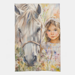 A Little Girl with a Horse Tea Towel