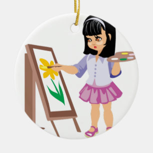 A Little Girl with a Paint Palette Ceramic Tree Decoration