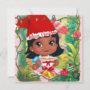A Little Girls Christmas Holiday Card